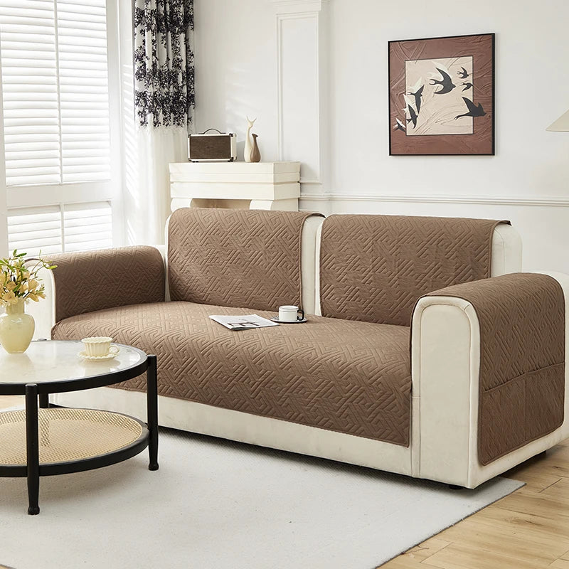 Geometric Quilted Sofa Cover – Soft, Stretchable Protection for Any Seat