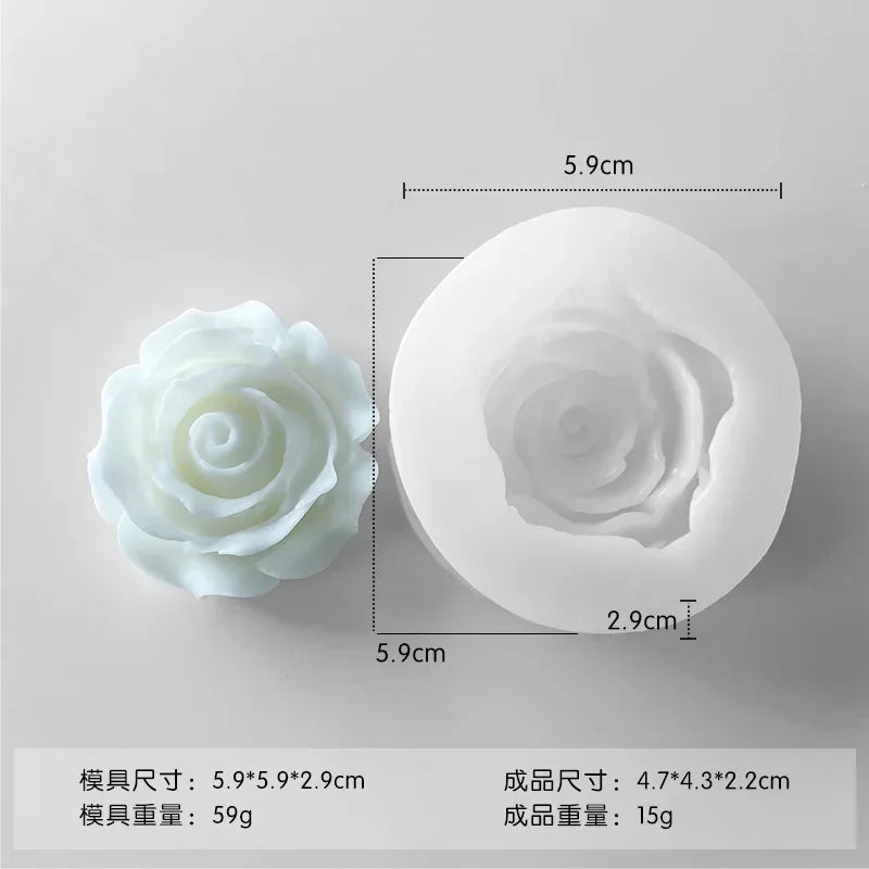 White silicone mold shaped like a rose peony for crafting candles, soap, and baking