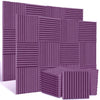 A pack of purple acoustic foam panels with vertical ribbed texture for soundproofing.