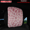 Leopard Print Plush Car Headrest Cover, Set of 2