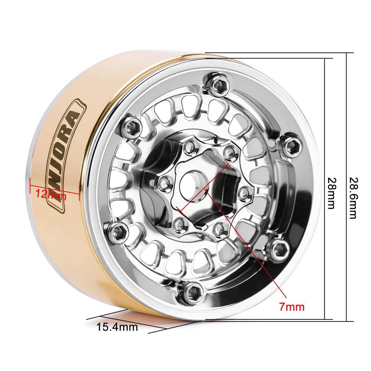 INJORA 1.0" Modular Beadlock Wheels for 1/18 1/24 RC Crawlers - Brass & Aluminum