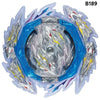 A battle spinning top featuring a silver metal construction encased in blue translucent plastic.