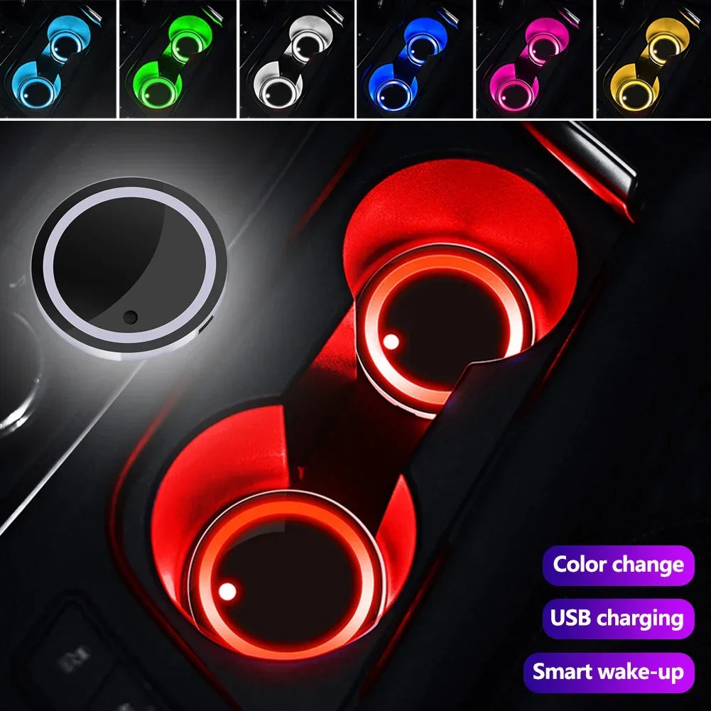 LED Cup Holder Coasters with 7 Color-Changing Lights