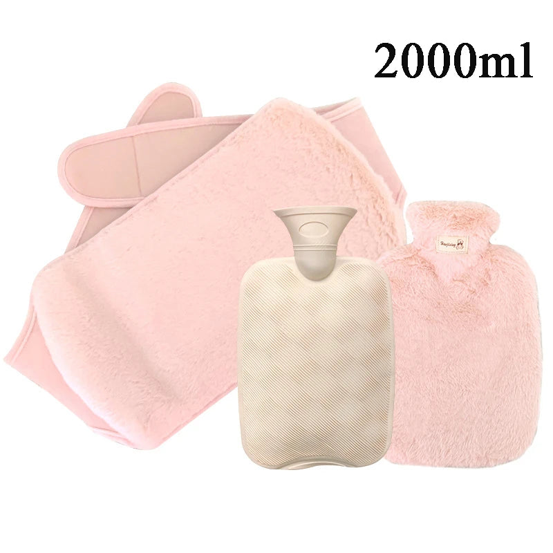 Cozy Plush Hot Water Bottle with Soft Cover – Reusable Hand Warmer & Pain Relief