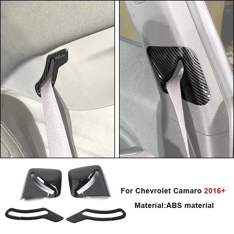 Carbon fiber interior trim kit for Chevrolet Camaro featuring black ABS material components