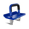 A blue heavy duty trailer anti-rattle stabilizer lock with a black handle and mounting bolts.