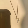 Double Cross Zircon Pendant Necklace