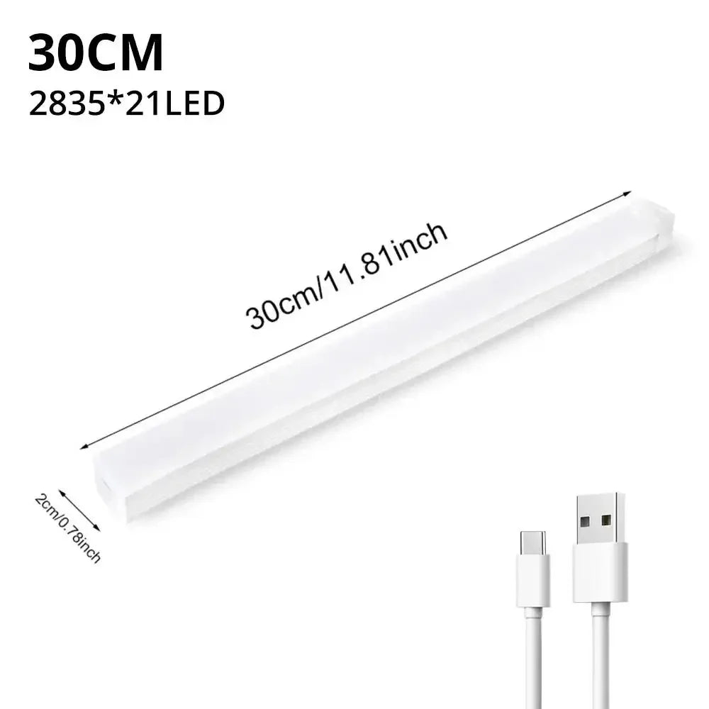 A white LED light bar measuring 30cm, featuring 2835x21 LEDs and a connector end.