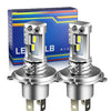 Two H4 LED headlight bulbs for Chevrolet Cruze, packaged in a blue box.