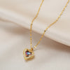 Colorful Crystal Ocean Heart Pendant Necklace