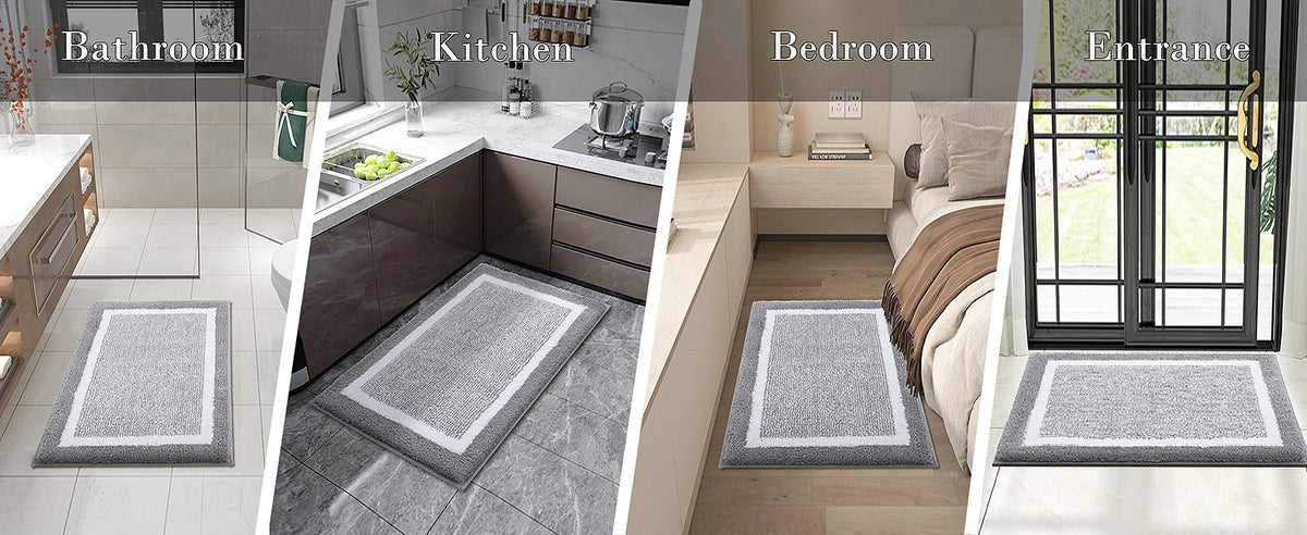 Plush Microfiber Non-Slip Bath Mat with Quick-Dry Absorbency