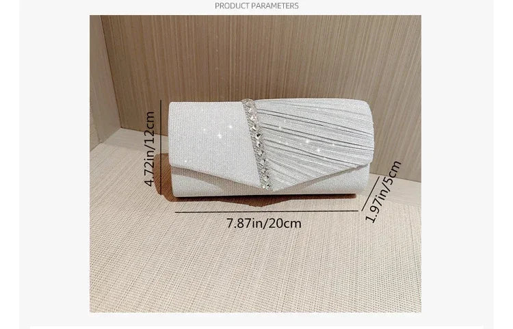 Glitter Envelope Clutch with Chain Strap