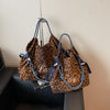 Oversized Leopardenmuster Velour-Einkaufstasche