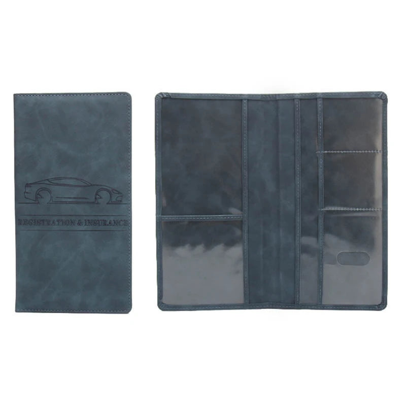 Premium PU Leather Car Document Organizer with Card Slots