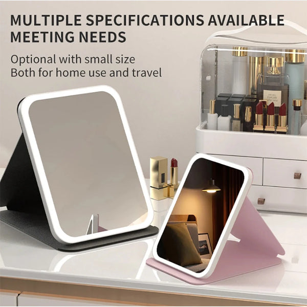 Espejo de tocador LED portátil con múltiples especificaciones para uso doméstico y viajes.