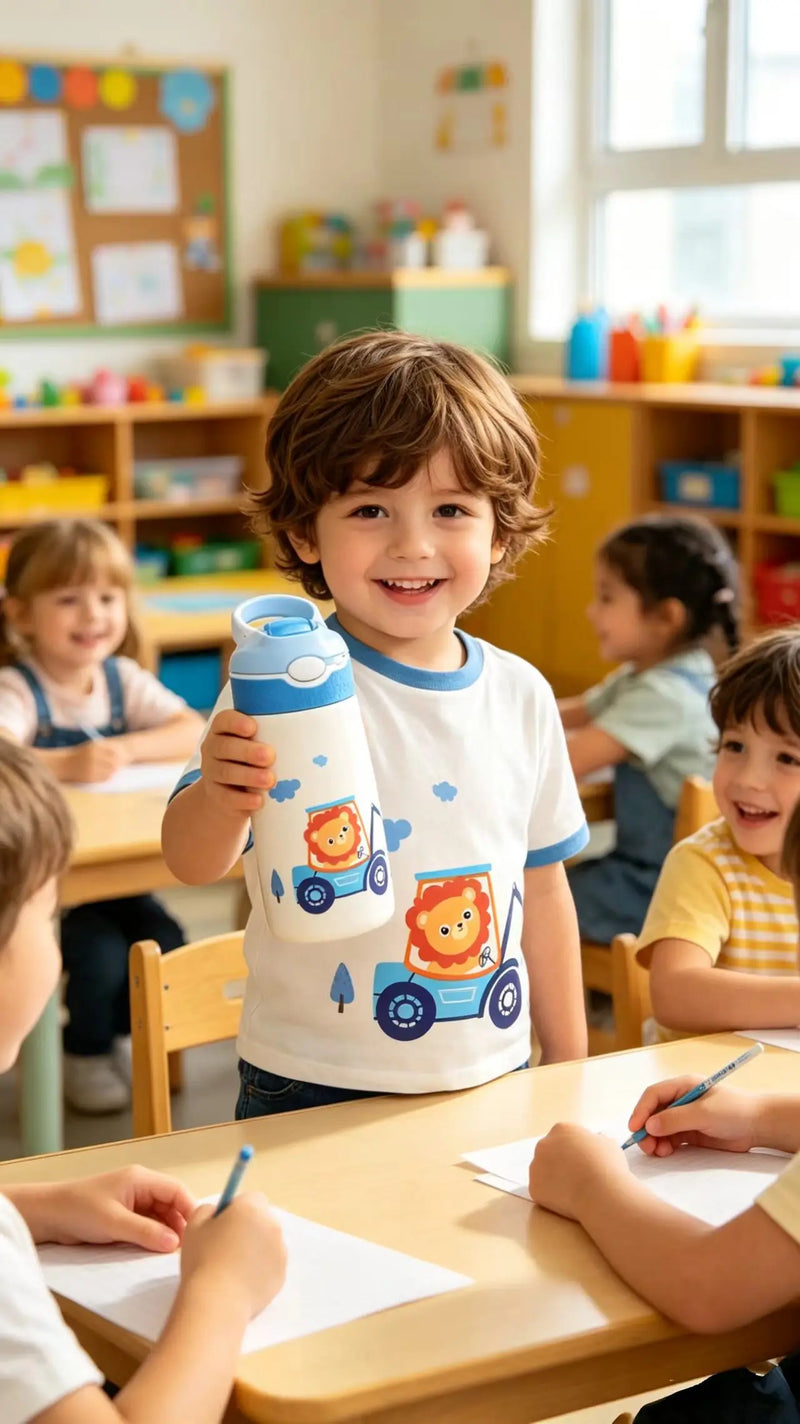 Botella de Agua de Acero Inoxidable Aislada para Niños con Pajita