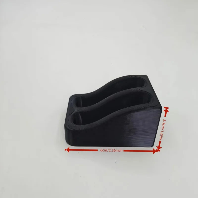 Black double slot wall-mounted wrench organizer rack with dimensions 6cm long and 3.3cm high