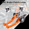 CNC brake clutch lever set for KTM 250-500 SX/SFX/XCF/XCW/EXC/EXCF models shown in orange and black.
