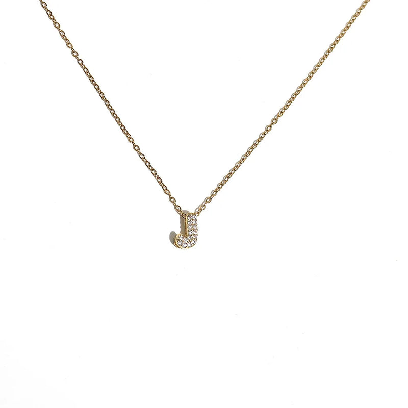 Initial Letter Pendant Necklace with Cubic Zirconia