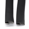 A pair of black flexible rubber windshield seal strips.