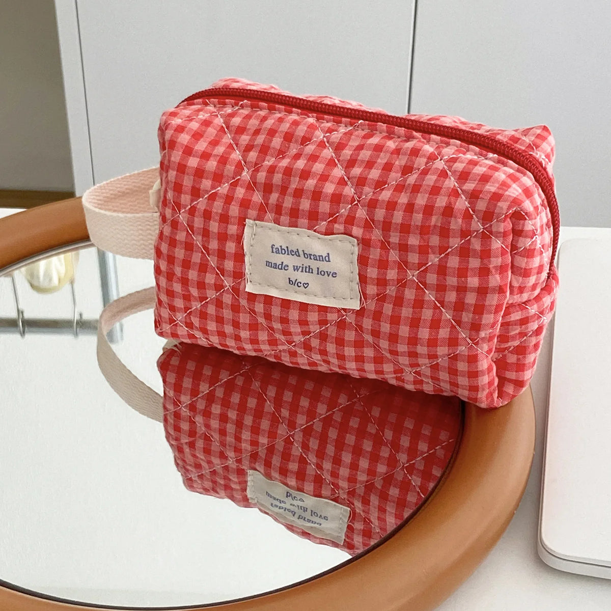 Classic Plaid Makeup Bag – Large Capacity Cosmetic Organizer