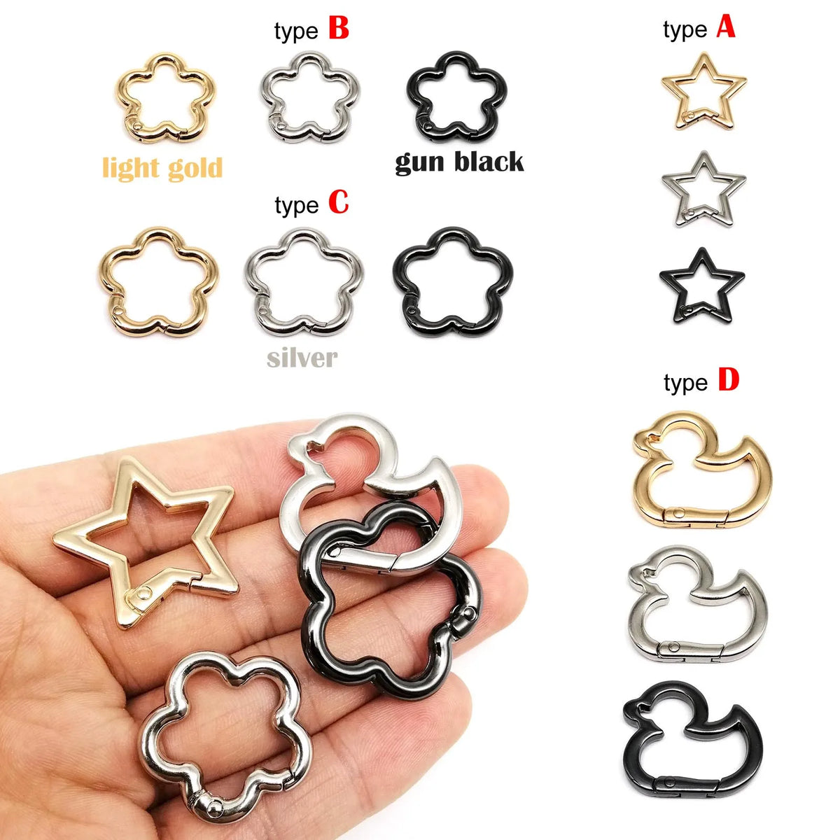Star-Shaped Zinc Alloy Carabiner Clip for Bags and Belts