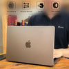 A protective case for a MacBook in Space Gray is shown next to features like anti-fingerprint and wear resistance.