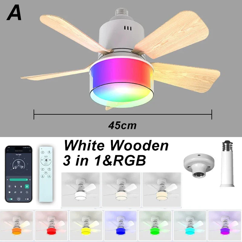 Smart LED Ceiling Fan with RGB Lighting and App Control