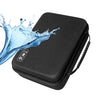 Black hard-shell travel case for hair clippers and accessories being splashed with water