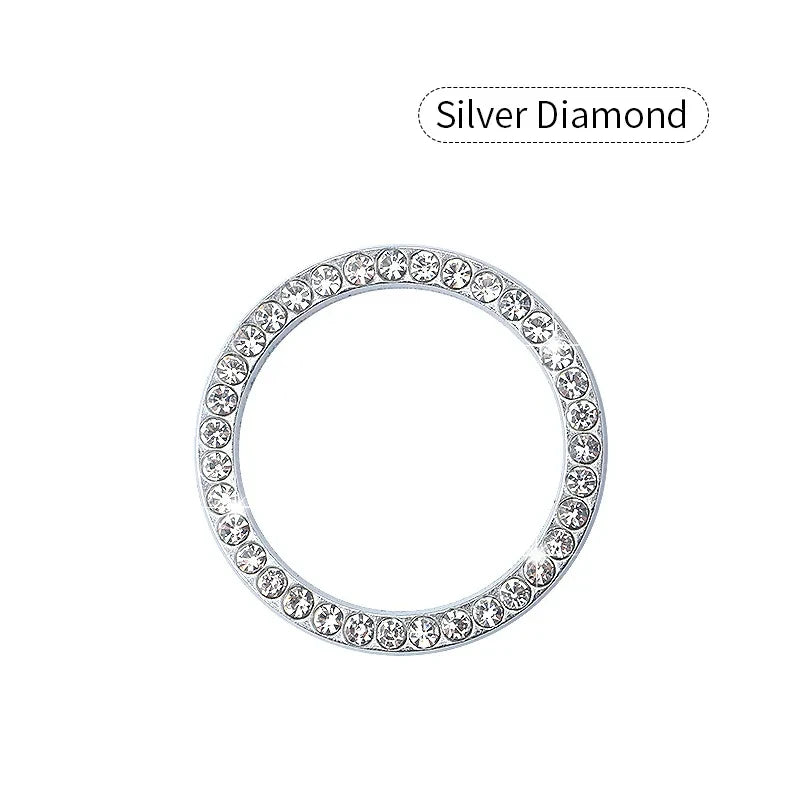 Silver diamond crystal rhinestone start stop button cover ring
