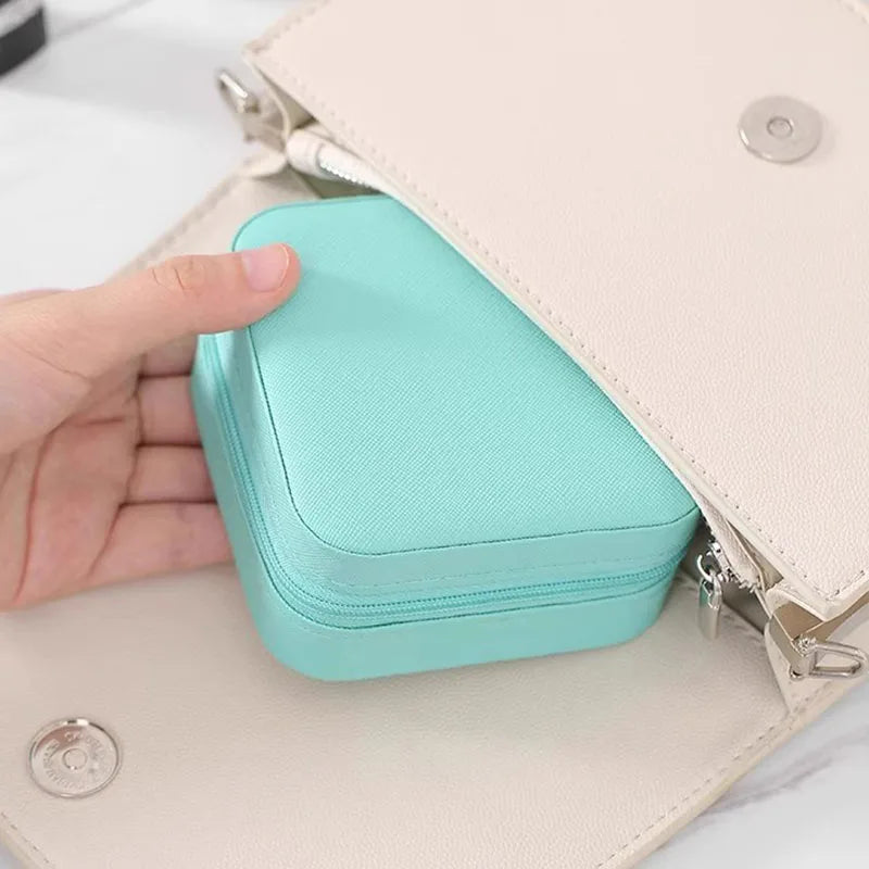 Compact PU Leather Jewelry Travel Case
