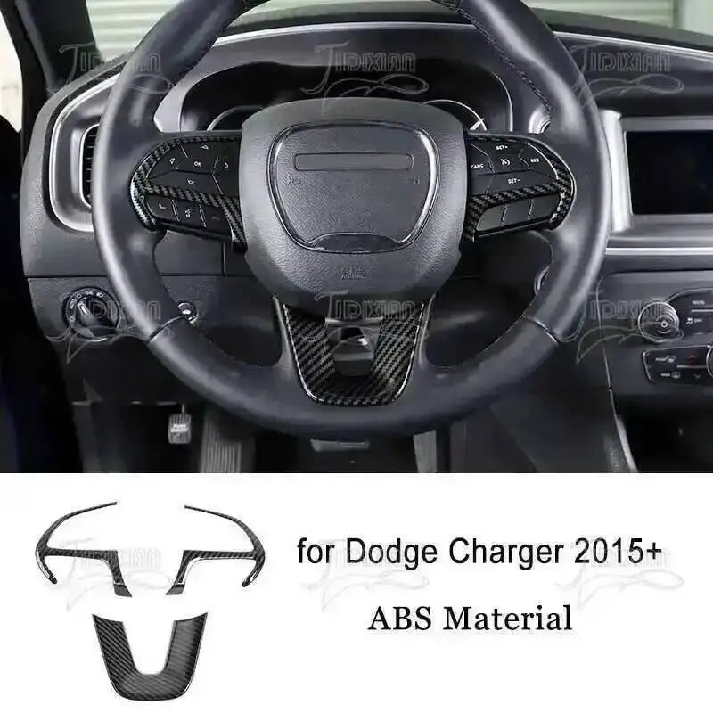 Carbon fiber interior trim kit for Dodge Charger 2015+ featuring ABS material components