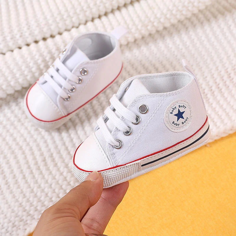 Classic Canvas First Walker Shoes for Babies with Star Print