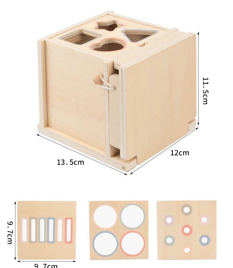 Montessori 4-in-1 Wooden Color Sorting & Shape Matching Box for Toddlers