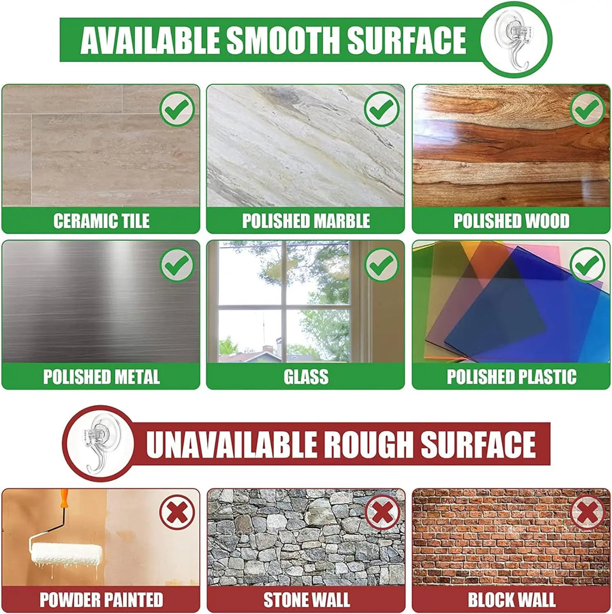 A display showing various smooth surfaces like ceramic tile, polished marble, glass, and polished wood, alongside unavailable