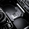 Close-up view of a car interior showing a USB powered compact LED ambient light switch and controls.