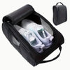 Black breathable oxford cloth shoe storage bag with a lid and a separate pouch for shoes