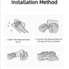 Four steps illustrating the installation method for an I Love You Drive Safe car mirror sticker.
