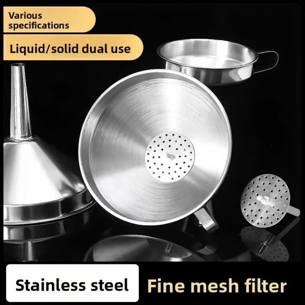 Filtre à mailles fines en acier inoxydable et entonnoir multifonction liquide/solide.