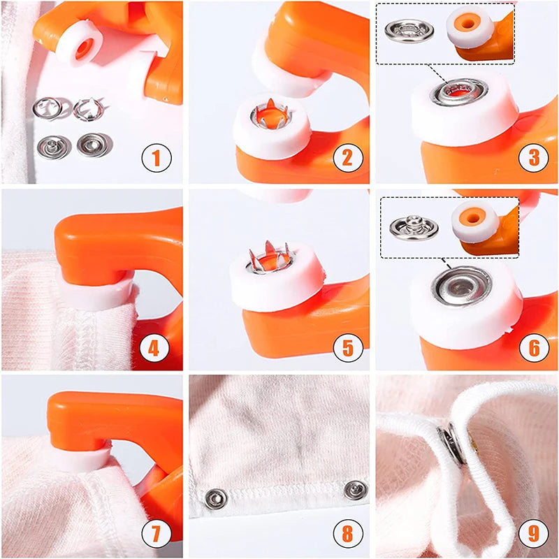 Metal Snap Fastener Kit with Hand Press Pliers & Storage Box