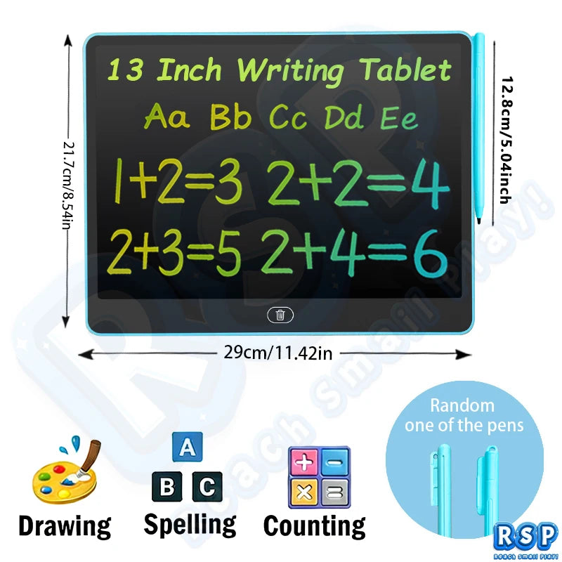 A 13 inch writing tablet displaying numbers and letters for drawing spelling and counting activities