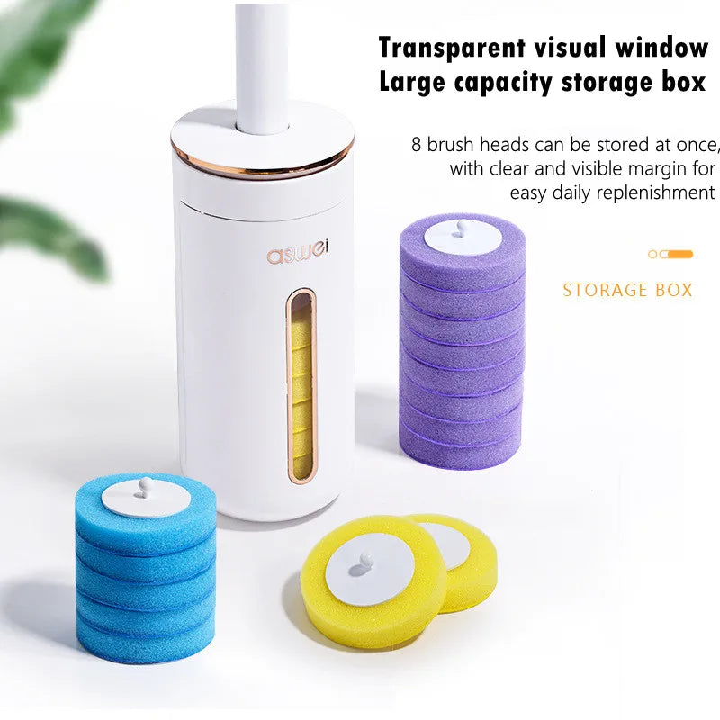 Disposable Toilet Brush Replacement Heads - No-Dead-Angle Cleaning