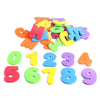 A colorful set of soft EVA bath letters and numbers for educational toys.