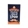 A box for the Taco Loco card game featuring a sombrero and text on a dark blue background.