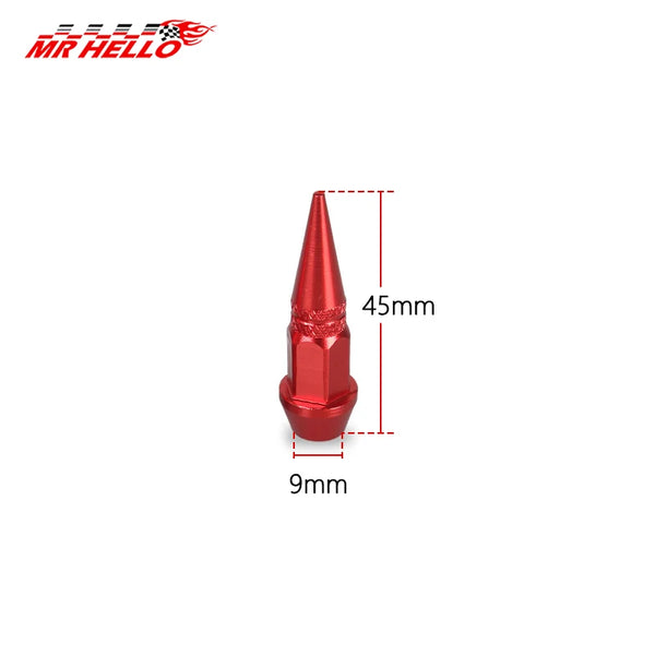Tapa de vástago de válvula cónica roja de 45mm de altura y 9mm de diámetro.