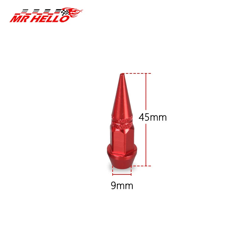 Roter, konischer Ventilstangdeckel mit 45 mm Höhe und 9 mm Durchmesser.