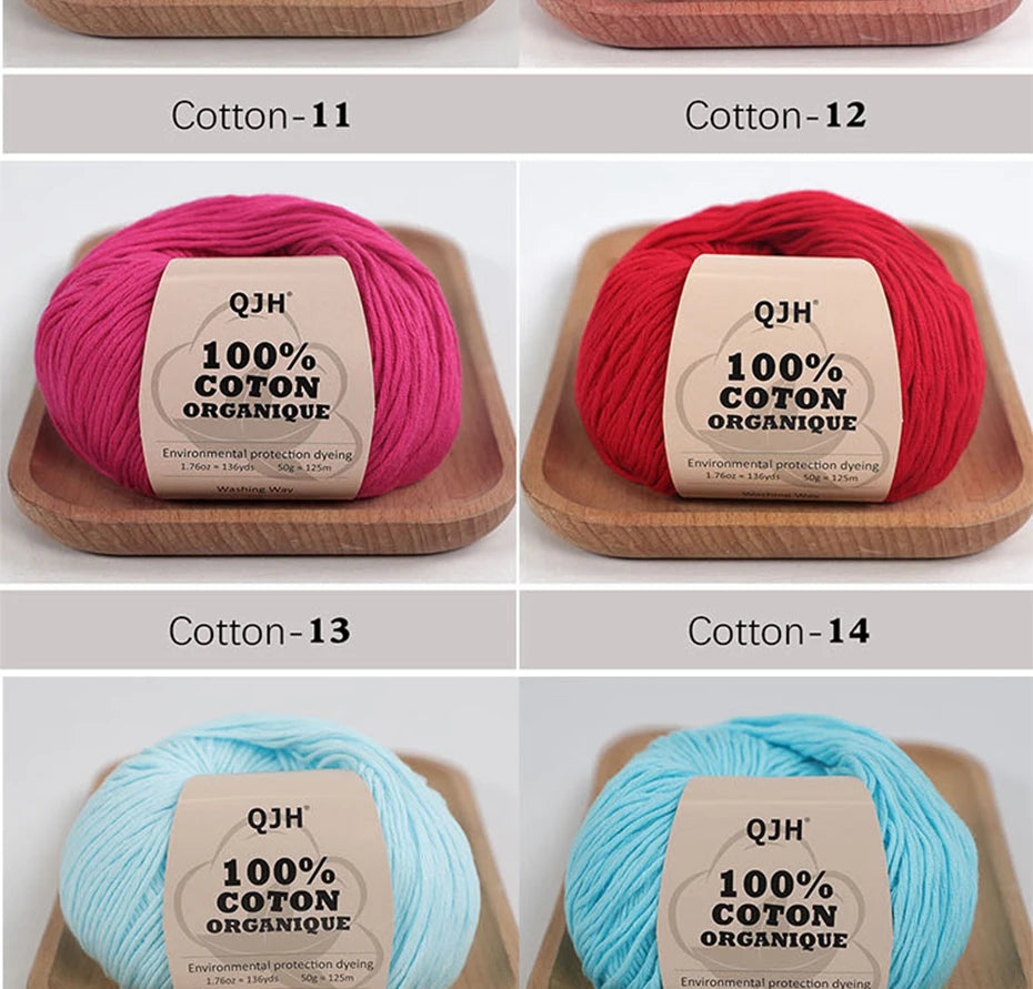 100% Organic Cotton Yarn for Knitting and Crocheting (2-Pack)
