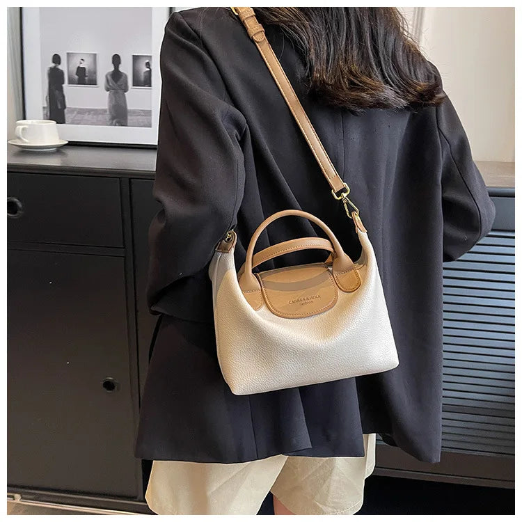Vintage PU Leather Crossbody Bucket Bag
