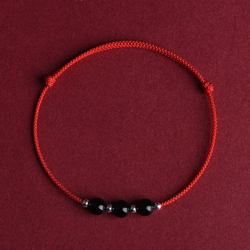 Handwoven Crystal Anklet with Natural Stone Charms