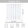 White shower curtain set with a sheer fabric, shown in various fit options for shower curtain rods.